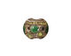 Grace Lampwork Dark Green w/ Metal Foil Lentil 14x15mm