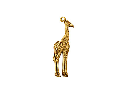Stampt Antique Gold (plated) Giraffe Charm 7x23mm
