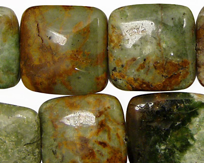 Petrified Green Opal Puff Square 20mm