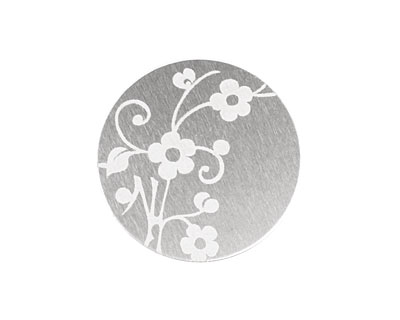 Lillypilly Silver Floral Vine Anodized Aluminum Disc 25mm, 22 gauge