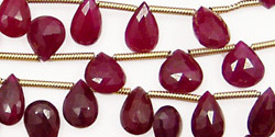 Ruby Faceted Flat Teardrop 6-7x7-10mm Graduated