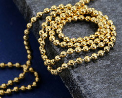 Gold (plated) Stainless Steel Ball Chain 1.5mm, 26 ft spool
